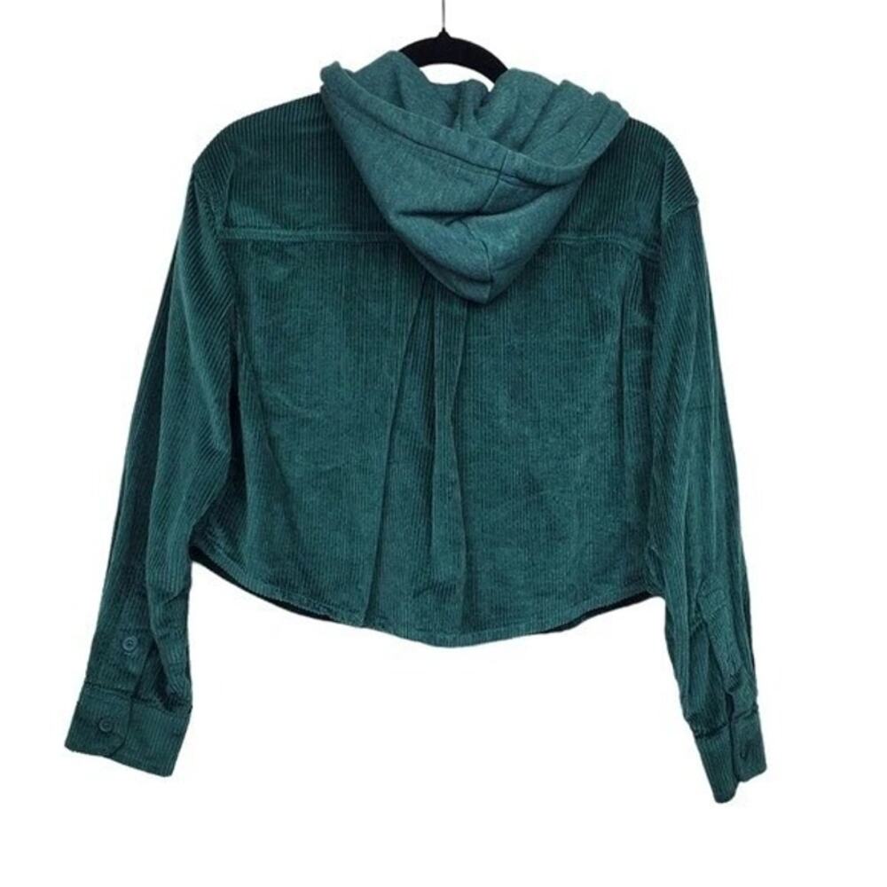 AE Green Hooded Cropped Corduroy Jacket - Picture 2 of 6